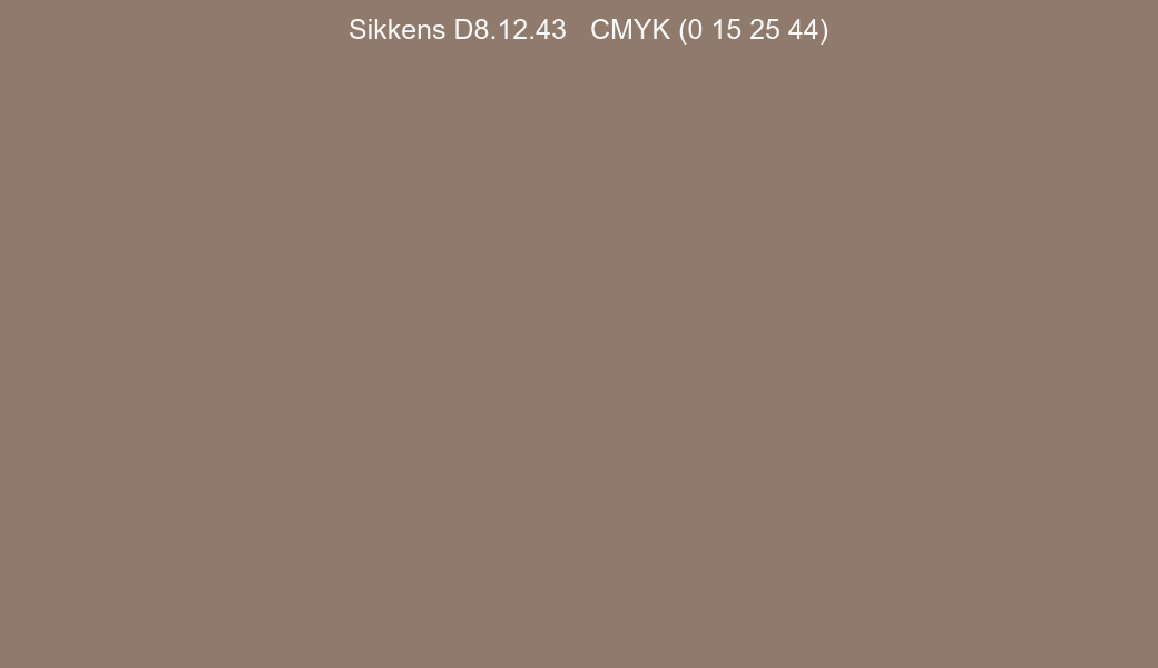 Color Sikkens D8.12.43 to CMYK (0 15 25 44) converter Color Sikkens D8.12.43 to CMYK (0 15 25 44) converter