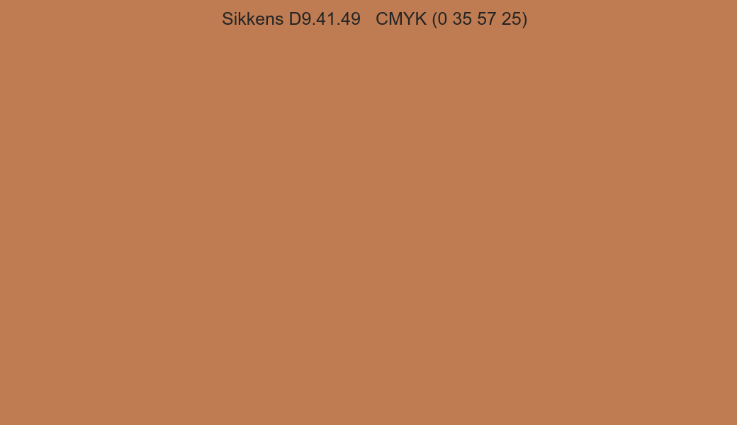 Color Sikkens D9.41.49 to CMYK (0 35 57 25) converter Color Sikkens D9.41.49 to CMYK (0 35 57 25) converter