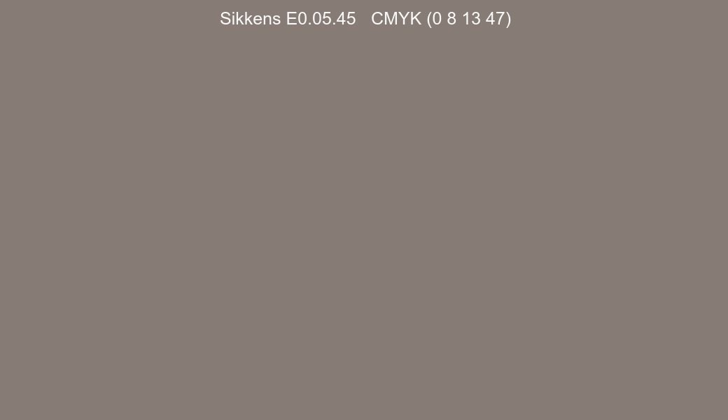 Color Sikkens E0.05.45 to CMYK (0 8 13 47) converter Color Sikkens E0.05.45 to CMYK (0 8 13 47) converter
