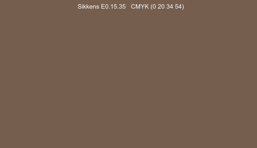 Color Sikkens E0.15.35 to CMYK (0 20 34 54) converter Color Sikkens E0.15.35 to CMYK (0 20 34 54) converter