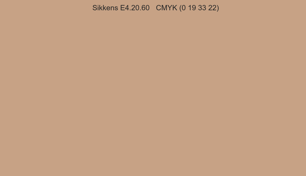 Color Sikkens E4.20.60 to CMYK (0 19 33 22) converter Color Sikkens E4.20.60 to CMYK (0 19 33 22) converter