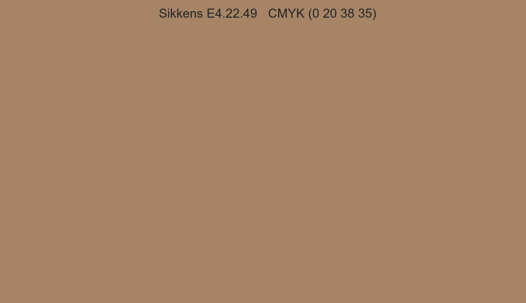 Color Sikkens E4.22.49 to CMYK (0 20 38 35) converter Color Sikkens E4.22.49 to CMYK (0 20 38 35) converter