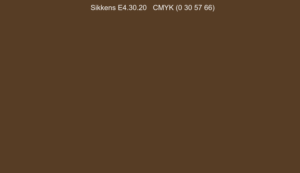 Color Sikkens E4.30.20 to CMYK (0 30 57 66) converter Color Sikkens E4.30.20 to CMYK (0 30 57 66) converter