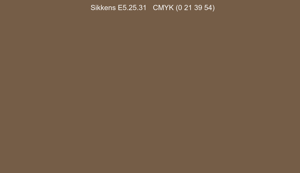 Color Sikkens E5.25.31 to CMYK (0 21 39 54) converter Color Sikkens E5.25.31 to CMYK (0 21 39 54) converter