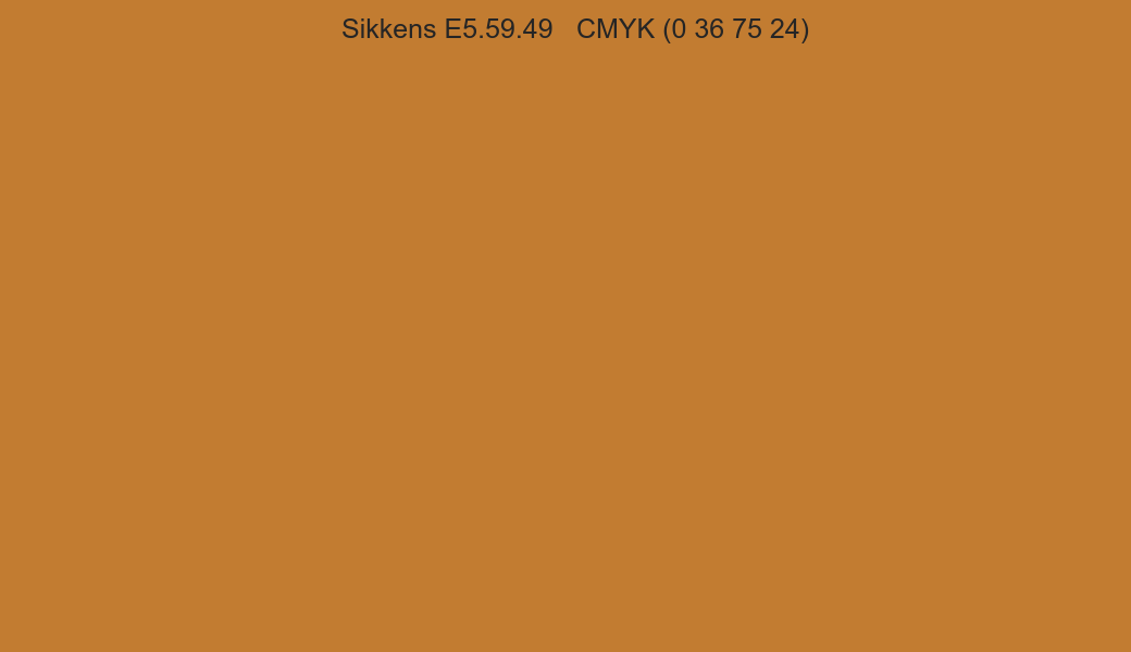 Color Sikkens E5.59.49 to CMYK (0 36 75 24) converter Color Sikkens E5.59.49 to CMYK (0 36 75 24) converter