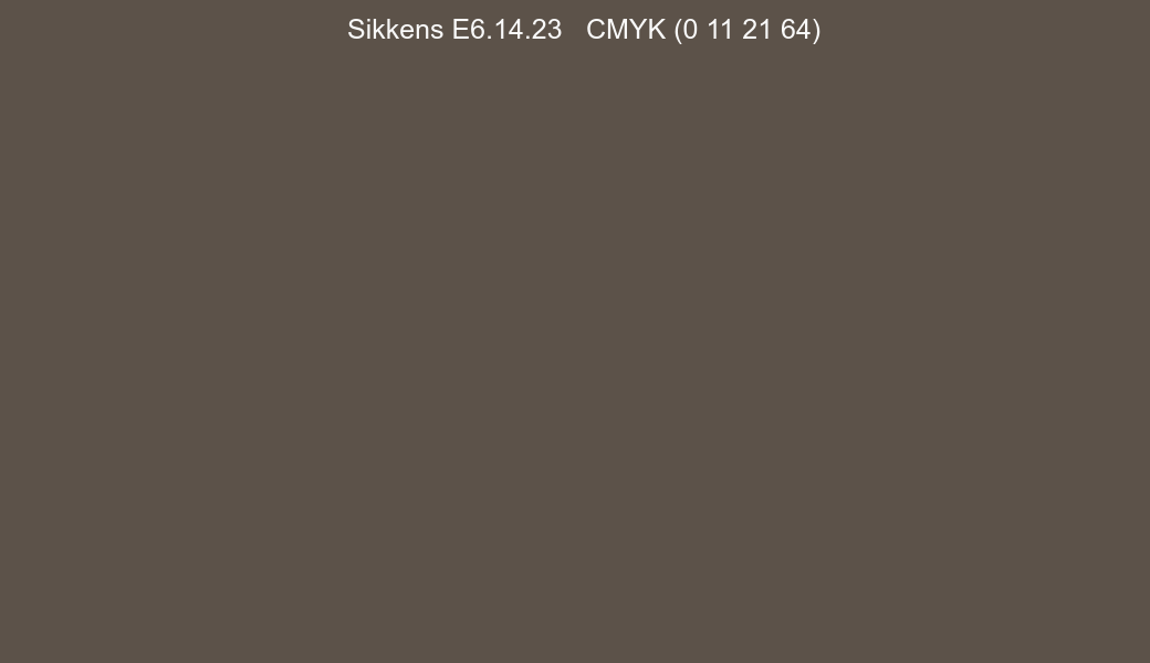 Color Sikkens E6.14.23 to CMYK (0 11 21 64) converter Color Sikkens E6.14.23 to CMYK (0 11 21 64) converter