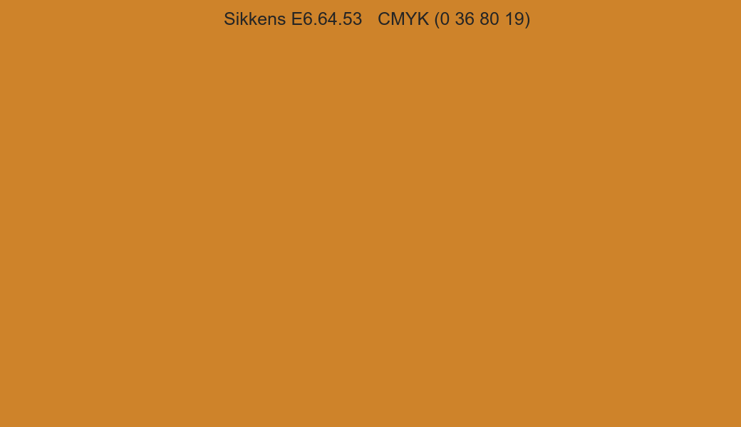 Color Sikkens E6.64.53 to CMYK (0 36 80 19) converter Color Sikkens E6.64.53 to CMYK (0 36 80 19) converter
