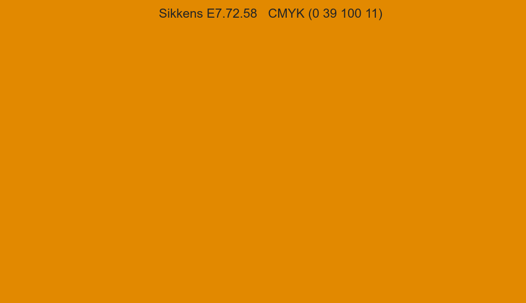 Color Sikkens E7.72.58 to CMYK (0 39 100 11) converter Color Sikkens E7.72.58 to CMYK (0 39 100 11) converter