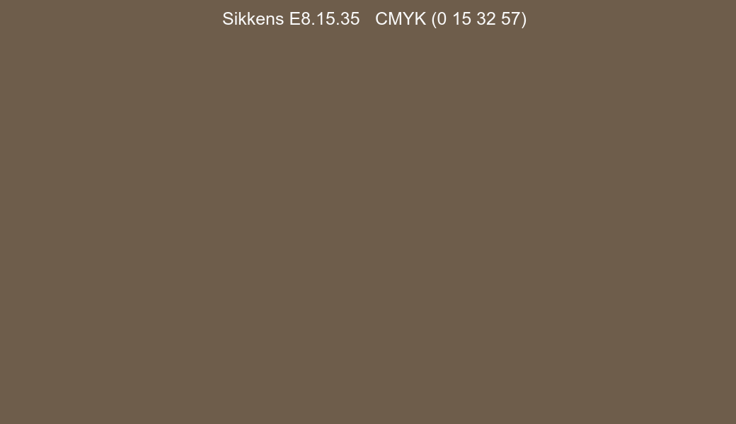 Color Sikkens E8.15.35 to CMYK (0 15 32 57) converter Color Sikkens E8.15.35 to CMYK (0 15 32 57) converter