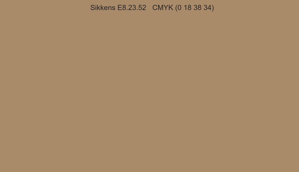 Color Sikkens E8.23.52 to CMYK (0 18 38 34) converter Color Sikkens E8.23.52 to CMYK (0 18 38 34) converter