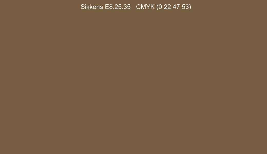 Color Sikkens E8.25.35 to CMYK (0 22 47 53) converter Color Sikkens E8.25.35 to CMYK (0 22 47 53) converter