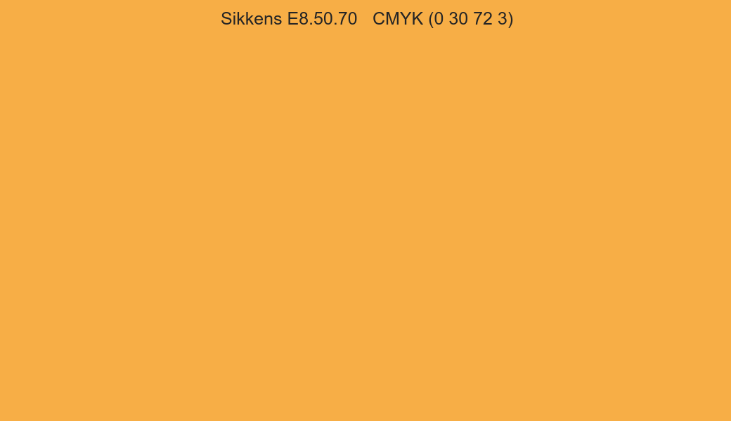 Color Sikkens E8.50.70 to CMYK (0 30 72 3) converter Color Sikkens E8.50.70 to CMYK (0 30 72 3) converter