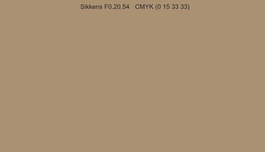 Color Sikkens F0.20.54 to CMYK (0 15 33 33) converter Color Sikkens F0.20.54 to CMYK (0 15 33 33) converter