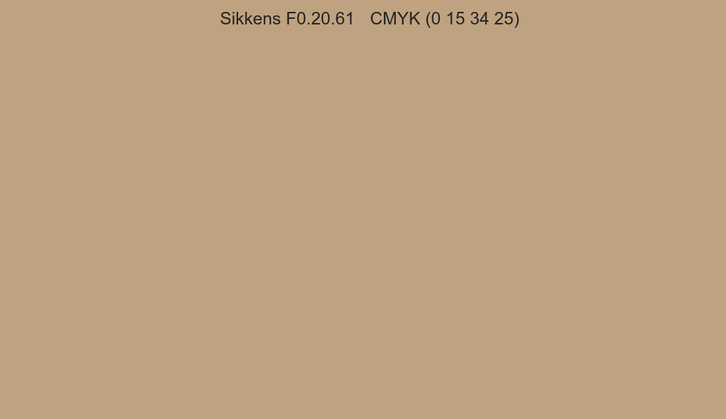 Color Sikkens F0.20.61 to CMYK (0 15 34 25) converter Color Sikkens F0.20.61 to CMYK (0 15 34 25) converter
