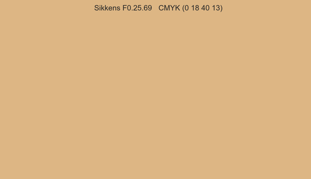 Color Sikkens F0.25.69 to CMYK (0 18 40 13) converter Color Sikkens F0.25.69 to CMYK (0 18 40 13) converter