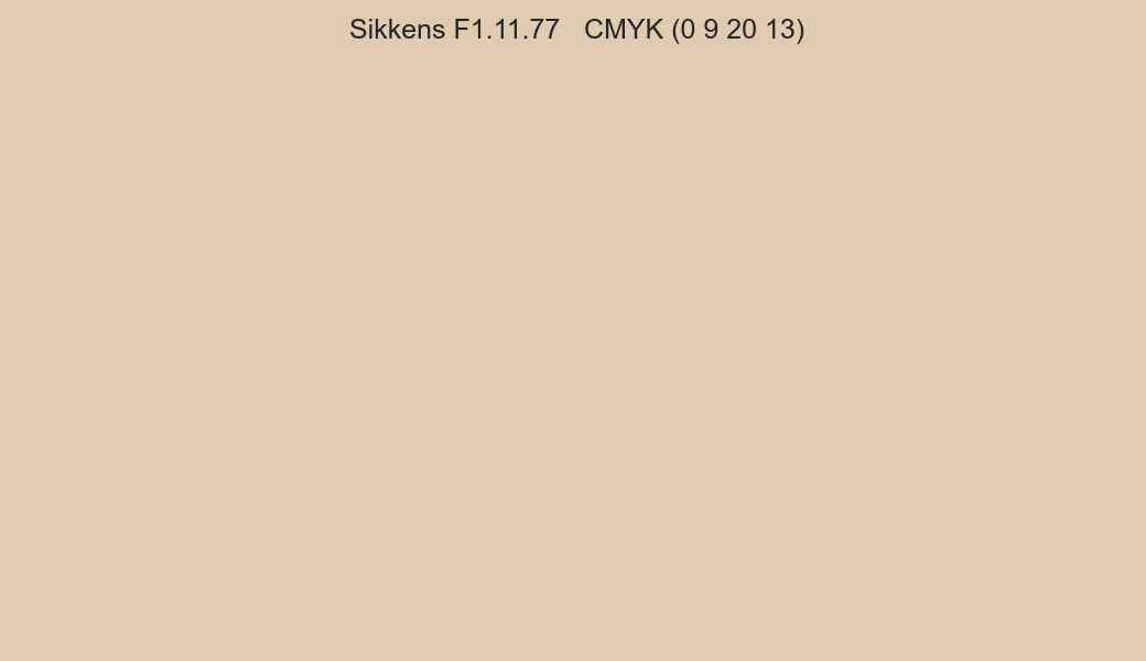 Color Sikkens F1.11.77 to CMYK (0 9 20 13) converter Color Sikkens F1.11.77 to CMYK (0 9 20 13) converter