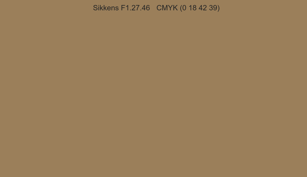 Color Sikkens F1.27.46 to CMYK (0 18 42 39) converter Color Sikkens F1.27.46 to CMYK (0 18 42 39) converter