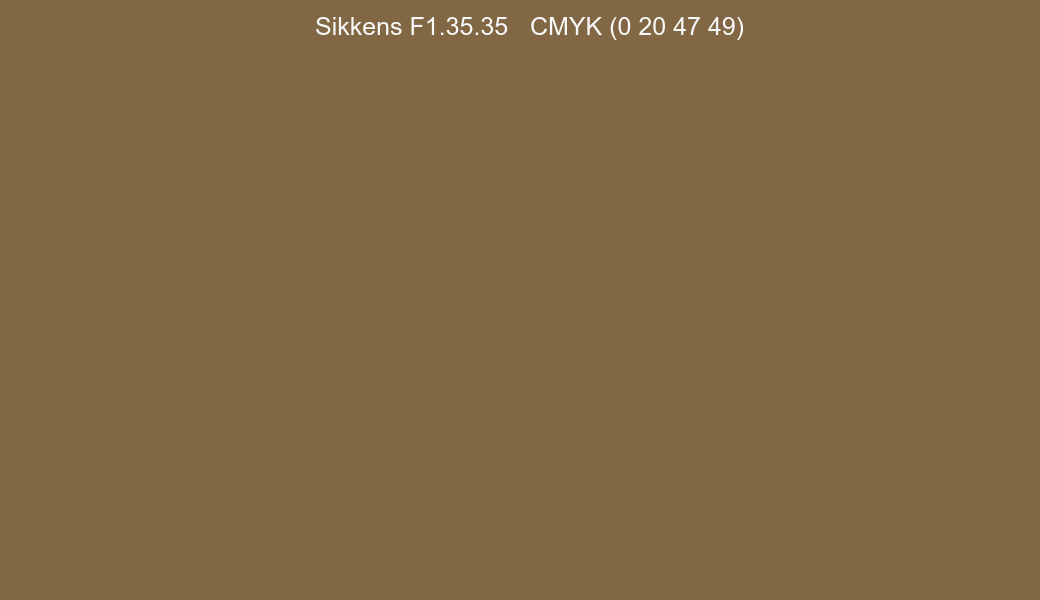 Color Sikkens F1.35.35 to CMYK (0 20 47 49) converter Color Sikkens F1.35.35 to CMYK (0 20 47 49) converter