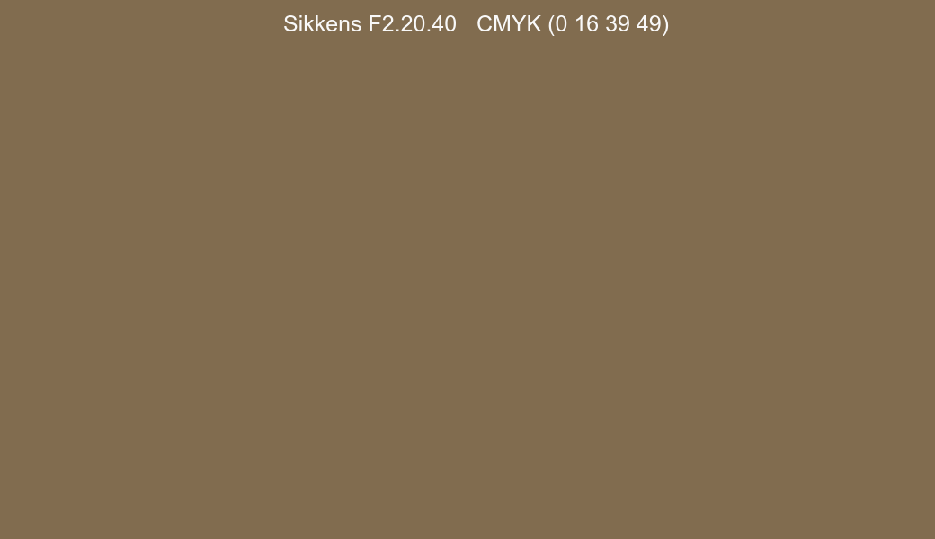 Color Sikkens F2.20.40 to CMYK (0 16 39 49) converter Color Sikkens F2.20.40 to CMYK (0 16 39 49) converter