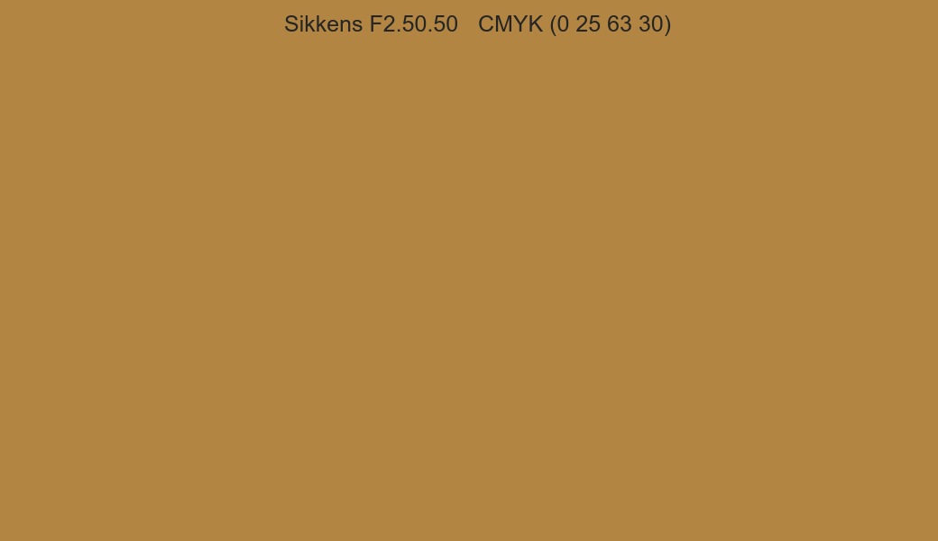 Color Sikkens F2.50.50 to CMYK (0 25 63 30) converter Color Sikkens F2.50.50 to CMYK (0 25 63 30) converter