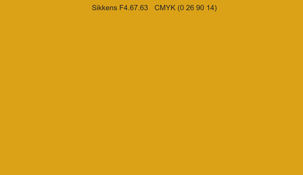 Color Sikkens F4.67.63 to CMYK (0 26 90 14) converter Color Sikkens F4.67.63 to CMYK (0 26 90 14) converter
