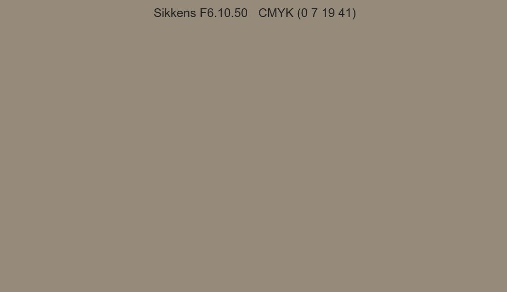 Color Sikkens F6.10.50 to CMYK (0 7 19 41) converter Color Sikkens F6.10.50 to CMYK (0 7 19 41) converter
