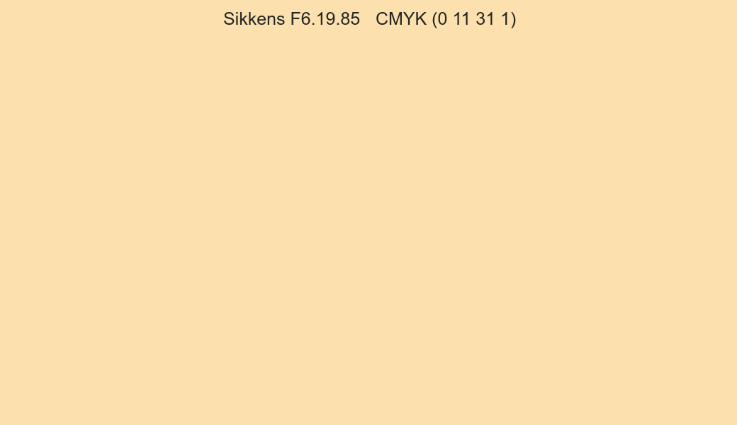 Color Sikkens F6.19.85 to CMYK (0 11 31 1) converter Color Sikkens F6.19.85 to CMYK (0 11 31 1) converter