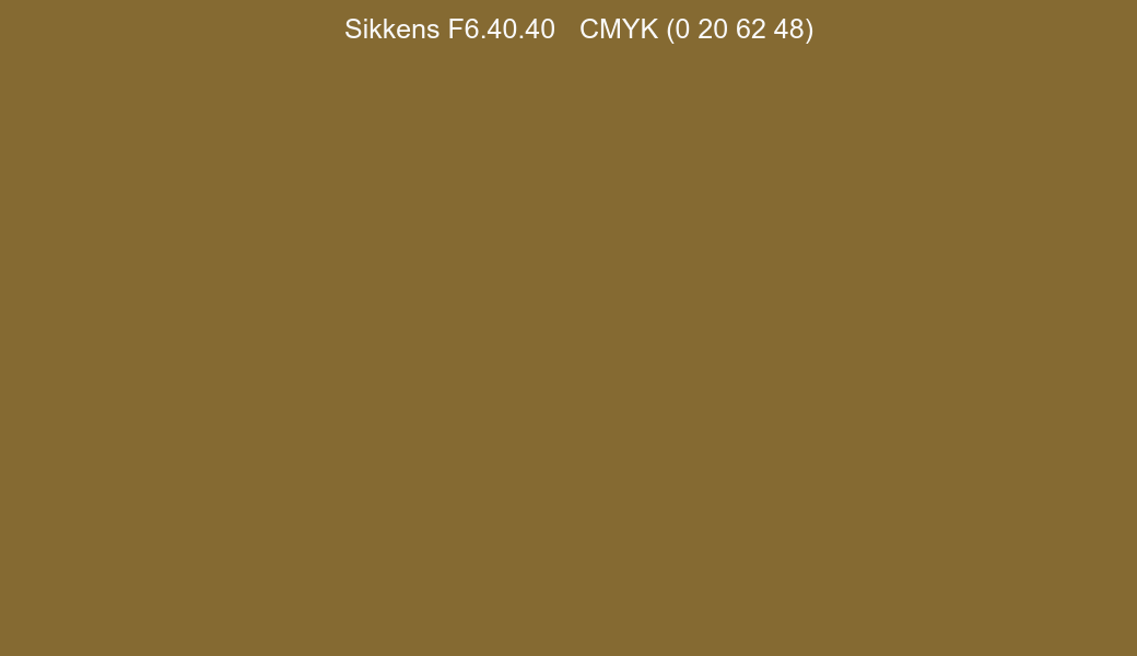 Color Sikkens F6.40.40 to CMYK (0 20 62 48) converter Color Sikkens F6.40.40 to CMYK (0 20 62 48) converter