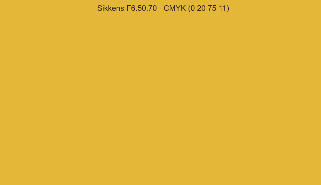 Color Sikkens F6.50.70 to CMYK (0 20 75 11) converter Color Sikkens F6.50.70 to CMYK (0 20 75 11) converter