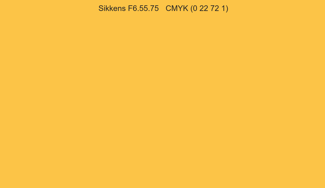 Color Sikkens F6.55.75 to CMYK (0 22 72 1) converter Color Sikkens F6.55.75 to CMYK (0 22 72 1) converter