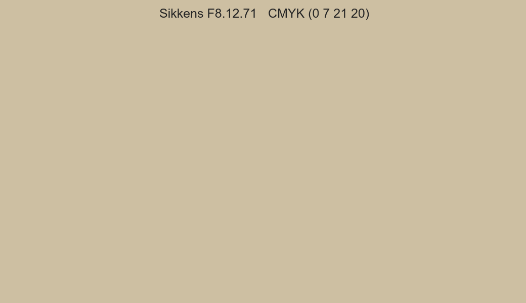 Color Sikkens F8.12.71 to CMYK (0 7 21 20) converter Color Sikkens F8.12.71 to CMYK (0 7 21 20) converter