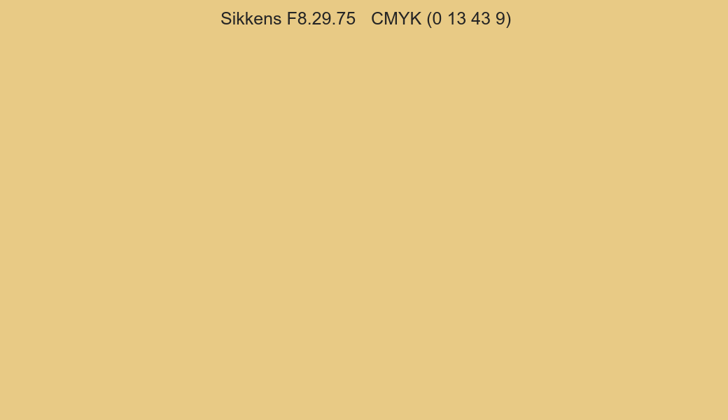 Color Sikkens F8.29.75 to CMYK (0 13 43 9) converter Color Sikkens F8.29.75 to CMYK (0 13 43 9) converter