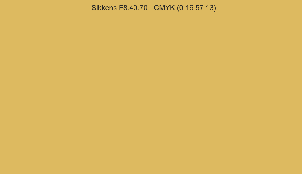 Color Sikkens F8.40.70 to CMYK (0 16 57 13) converter Color Sikkens F8.40.70 to CMYK (0 16 57 13) converter