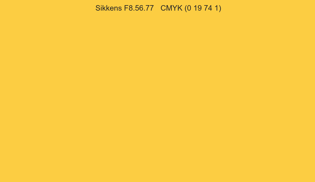 Color Sikkens F8.56.77 to CMYK (0 19 74 1) converter Color Sikkens F8.56.77 to CMYK (0 19 74 1) converter