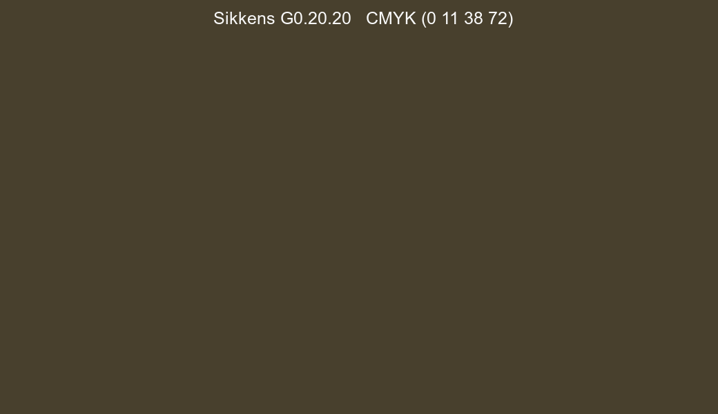 Color Sikkens G0.20.20 to CMYK (0 11 38 72) converter Color Sikkens G0.20.20 to CMYK (0 11 38 72) converter