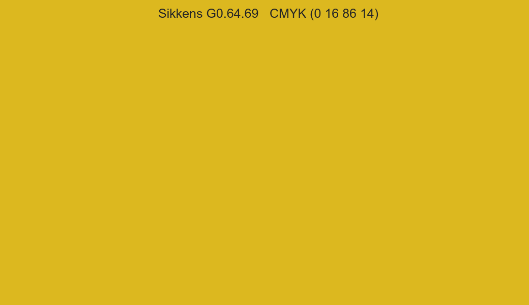 Color Sikkens G0.64.69 to CMYK (0 16 86 14) converter Color Sikkens G0.64.69 to CMYK (0 16 86 14) converter
