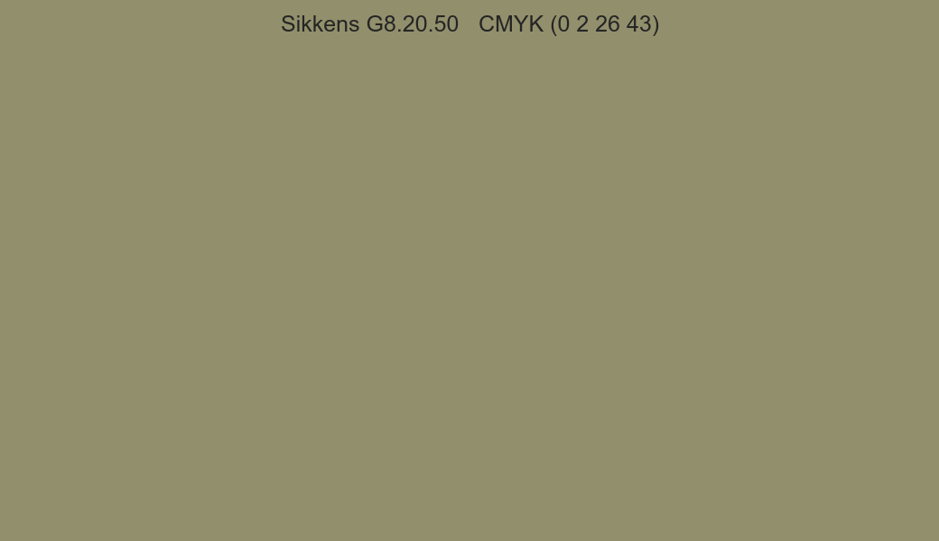 Color Sikkens G8.20.50 to CMYK (0 2 26 43) converter Color Sikkens G8.20.50 to CMYK (0 2 26 43) converter