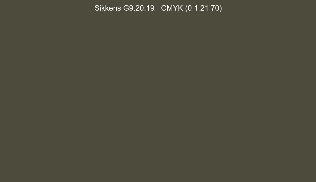 Color Sikkens G9.20.19 to CMYK (0 1 21 70) converter Color Sikkens G9.20.19 to CMYK (0 1 21 70) converter