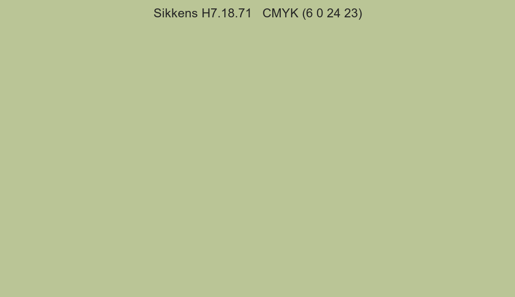 Color Sikkens H7.18.71 to CMYK (6 0 24 23) converter Color Sikkens H7.18.71 to CMYK (6 0 24 23) converter
