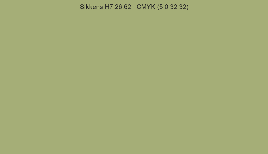 Color Sikkens H7.26.62 to CMYK (5 0 32 32) converter Color Sikkens H7.26.62 to CMYK (5 0 32 32) converter