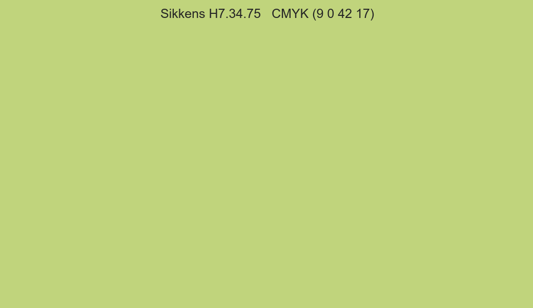 Color Sikkens H7.34.75 to CMYK (9 0 42 17) converter Color Sikkens H7.34.75 to CMYK (9 0 42 17) converter