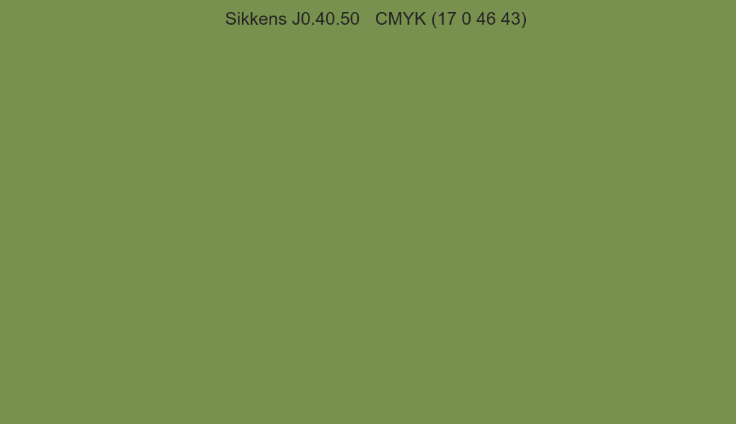 Color Sikkens J0.40.50 to CMYK (17 0 46 43) converter Color Sikkens J0.40.50 to CMYK (17 0 46 43) converter