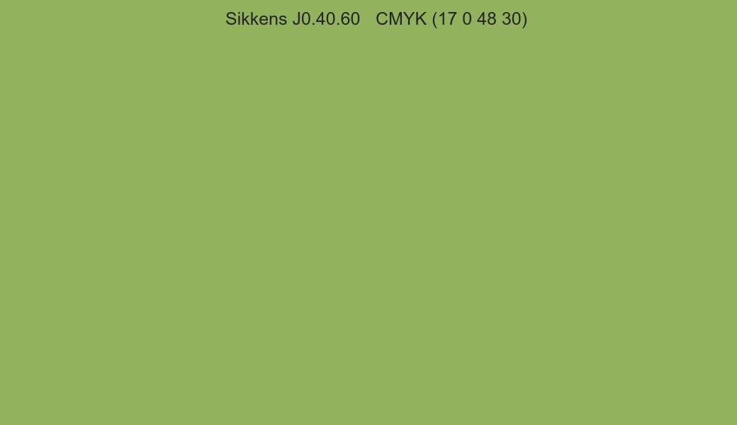 Color Sikkens J0.40.60 to CMYK (17 0 48 30) converter Color Sikkens J0.40.60 to CMYK (17 0 48 30) converter