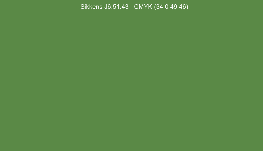 Color Sikkens J6.51.43 to CMYK (34 0 49 46) converter Color Sikkens J6.51.43 to CMYK (34 0 49 46) converter