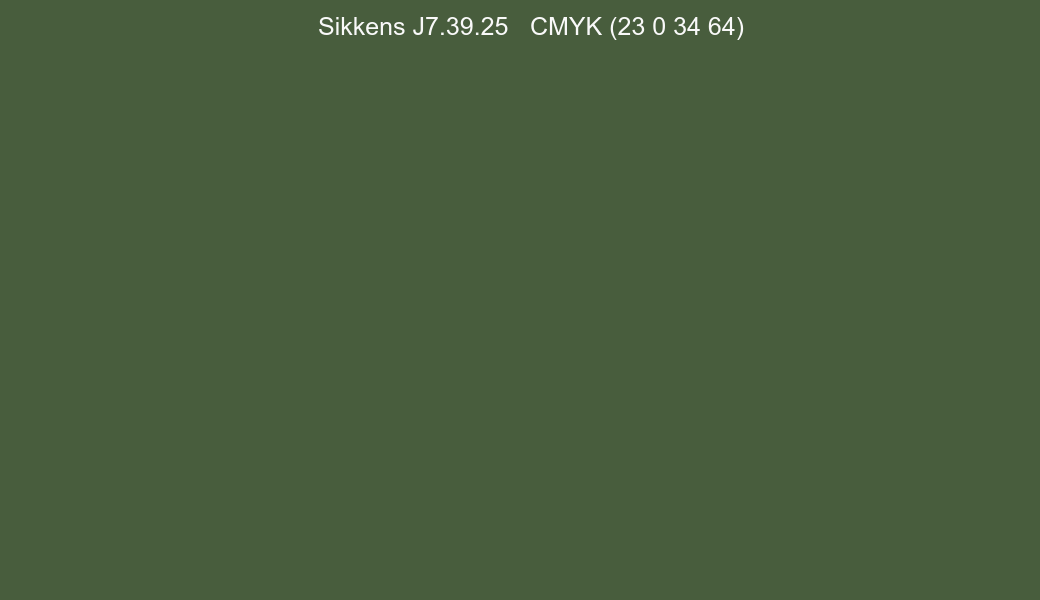 Color Sikkens J7.39.25 to CMYK (23 0 34 64) converter Color Sikkens J7.39.25 to CMYK (23 0 34 64) converter