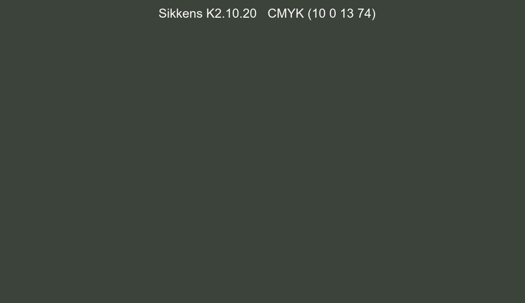Color Sikkens K2.10.20 to CMYK (10 0 13 74) converter Color Sikkens K2.10.20 to CMYK (10 0 13 74) converter