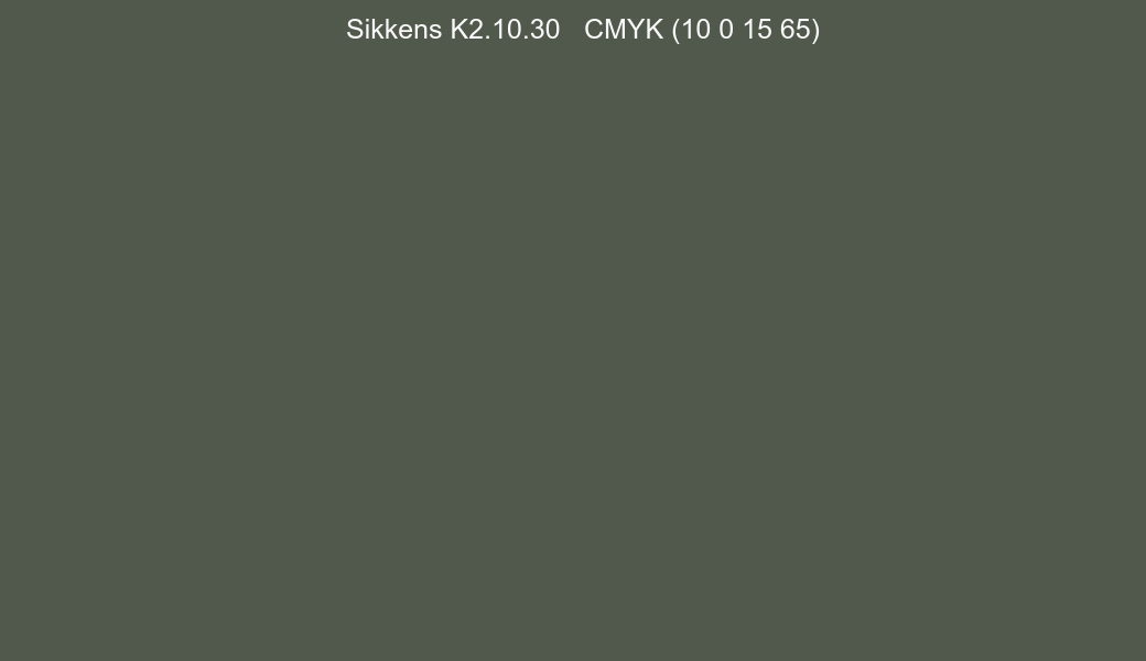 Color Sikkens K2.10.30 to CMYK (10 0 15 65) converter Color Sikkens K2.10.30 to CMYK (10 0 15 65) converter