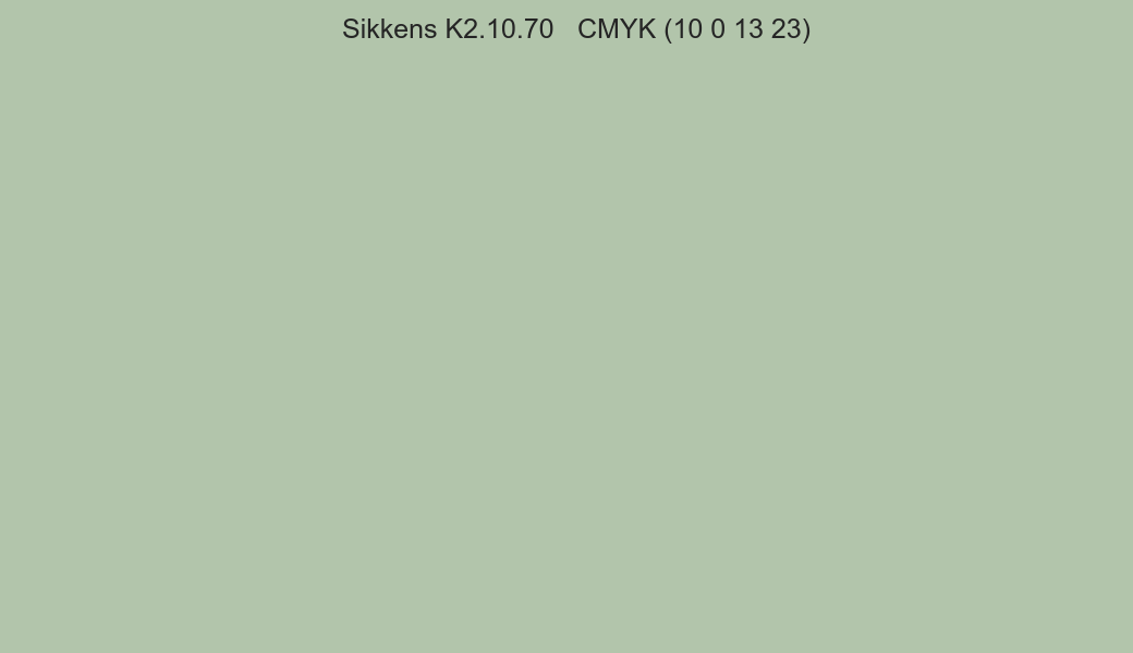 Color Sikkens K2.10.70 to CMYK (10 0 13 23) converter Color Sikkens K2.10.70 to CMYK (10 0 13 23) converter