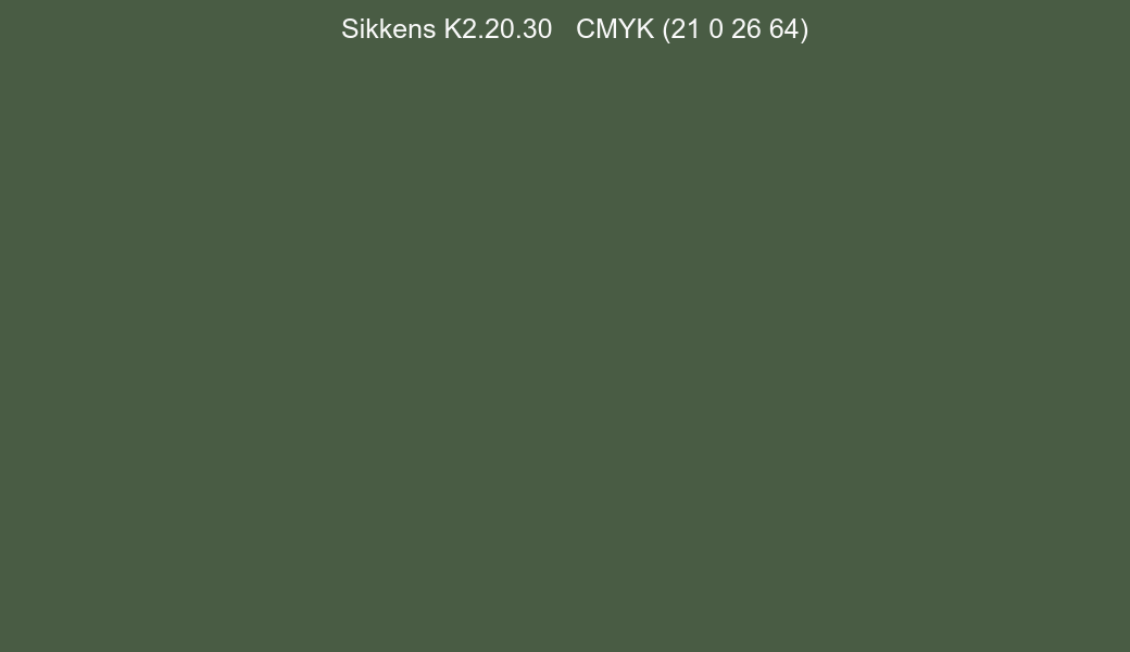 Color Sikkens K2.20.30 to CMYK (21 0 26 64) converter Color Sikkens K2.20.30 to CMYK (21 0 26 64) converter