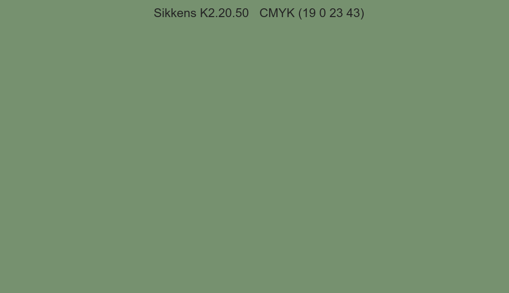 Color Sikkens K2.20.50 to CMYK (19 0 23 43) converter Color Sikkens K2.20.50 to CMYK (19 0 23 43) converter